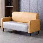 Stylish Dark Blue and Light Gray Sofa with Green Wood Accents - Techno Fabric and Cotton Blend for Ultimate Comfort qm-6