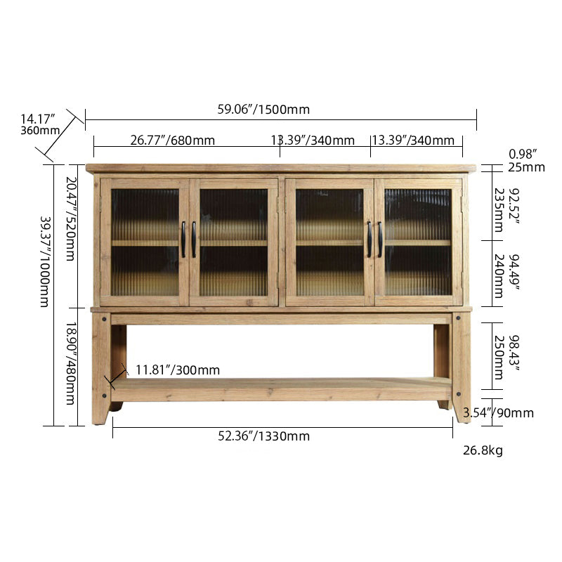 Stylish Cedar Wood Glass Cabinet – Elegant Storage Solution for Your Home fczym-2315