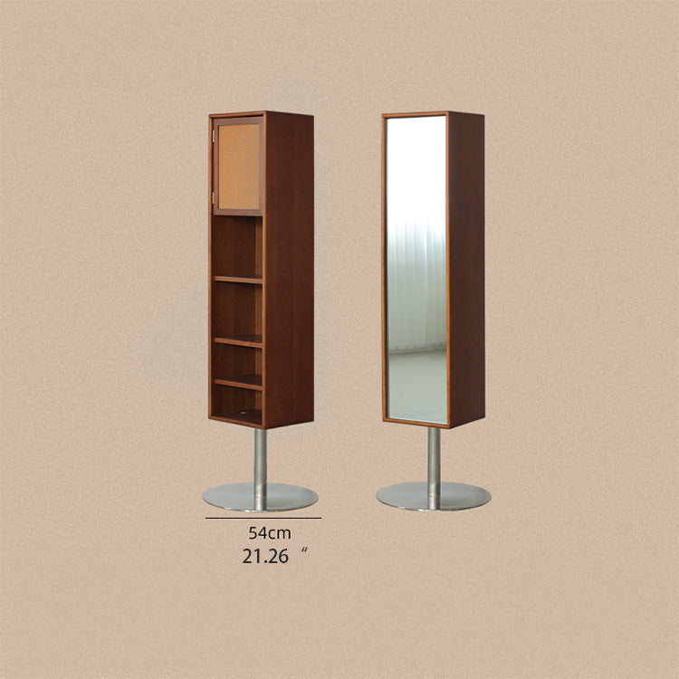 Modern Elegant Standing Mirror with Cherry Wood and Tempered Glass Finish fpmxm-2789