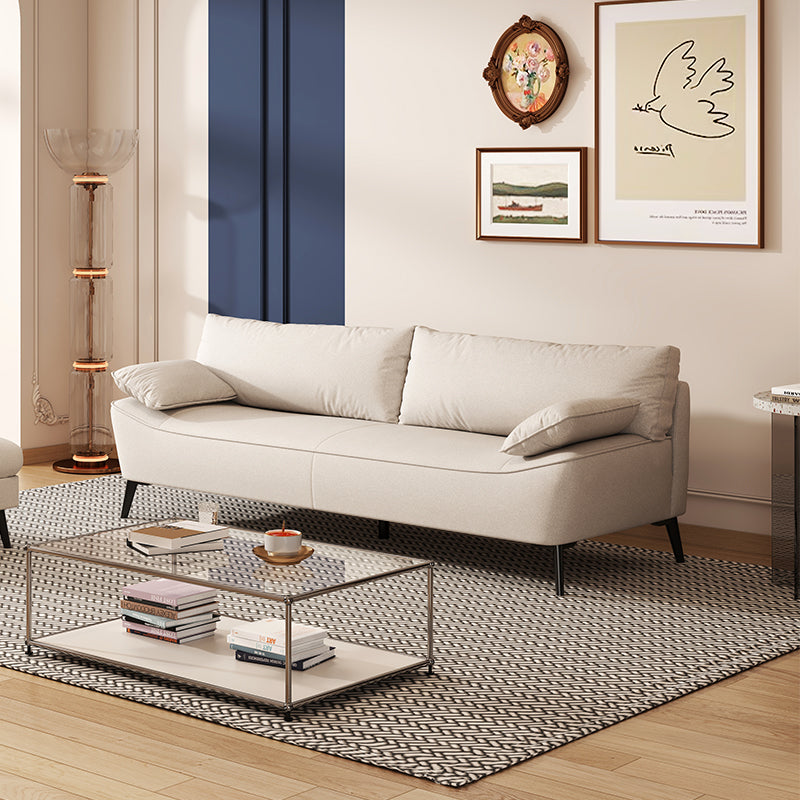 Chic Modern Sofa in Off-White and Gray with Orange Accents and Durable Particle Board Frame fsmy-402