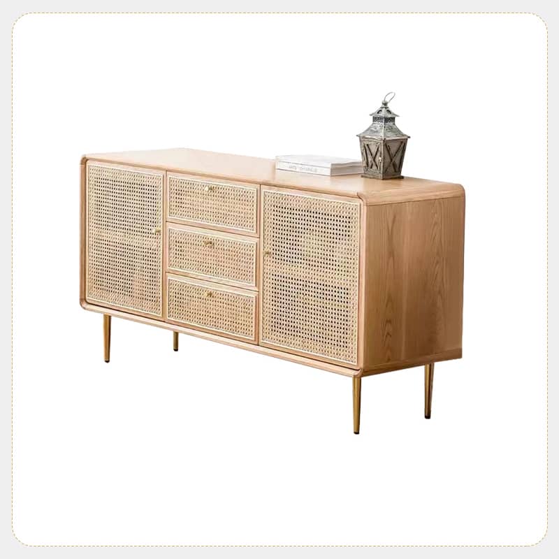 Elegant Natural Rattan and Ash Wood Cabinet for Timeless Home Decor htzm-1509