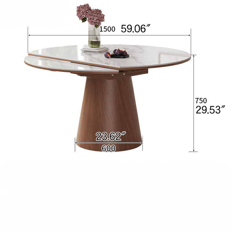 Modern Glossy White Sintered Stone Table with Oak Wood Base - Elegant Home Decor fmbs-004