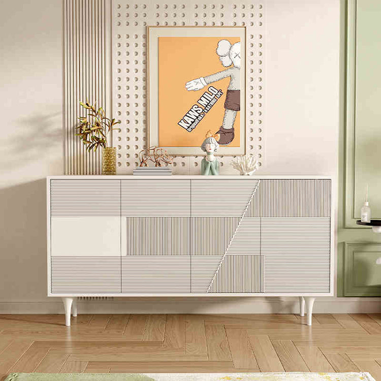 Modern Solid Wood Cabinet with Geometric Design - Elegance Meets Functionality hbs-4435