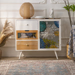 Stylish Chinese Fir Cabinet with Tempered Glass Doors - Modern Accent Storage Unit hdst-4322