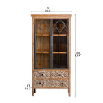 Vintage-Style Cabinet with Chinese Fir and Glass Doors - Elegant Storage Solution hdst-4300