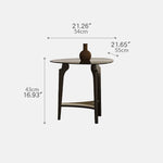 Modern Tea Table - Sintered Stone Top, Carbon Steel Frame, Faux Leather Accents, Tempered Glass Shelf hxj-2729