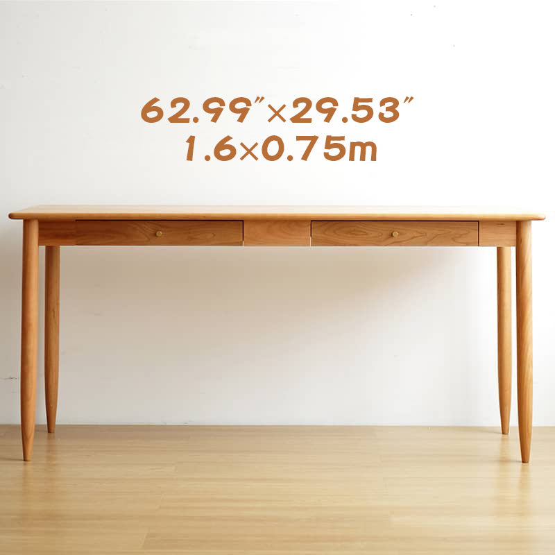 Elegant Cherry Wood and Natural Plywood Table with Copper Accents hykmq-750