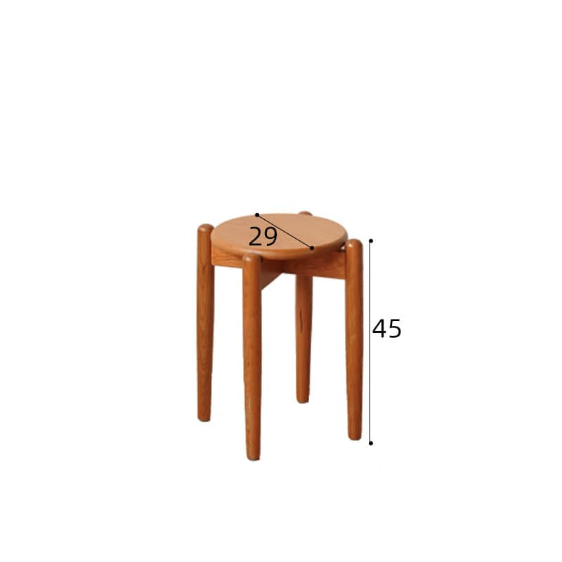 Elegant Oak Wood Stool with Light Grey Cushion - Natural and Comfortable Seating fyx-891