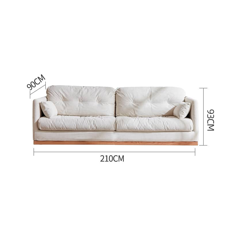 Natural Oak and Pine Wood Sofa with Beige Corduroy and Goose Down Cushions hmyf-1272