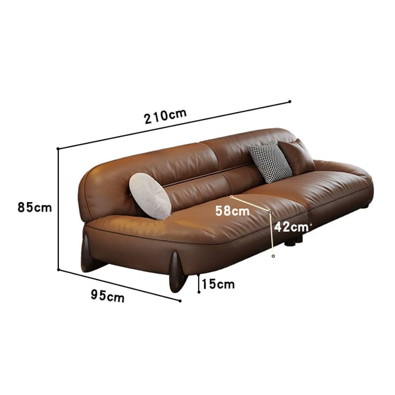 Luxurious Light Brown Sofa with Pine and Oak Wood Frame, Goose Down and Latex Cushioning, and Cotton Faux Leather Finish hzh-1364