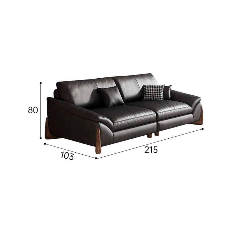 Stylish Black Pine Wood Sofa with Comfortable Goose Down and Faux Leather Finish hzh-1368