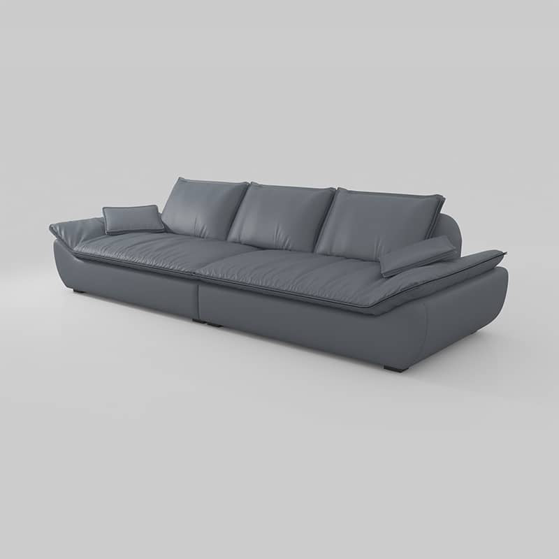 Luxurious Gray Pine Wood Sofa with Latex Down Cushions and Leathaire Finish hatx-1024