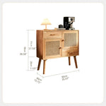 Stylish Natural Ash Wood Cabinet with Elegant Rattan Accents htzm-1507