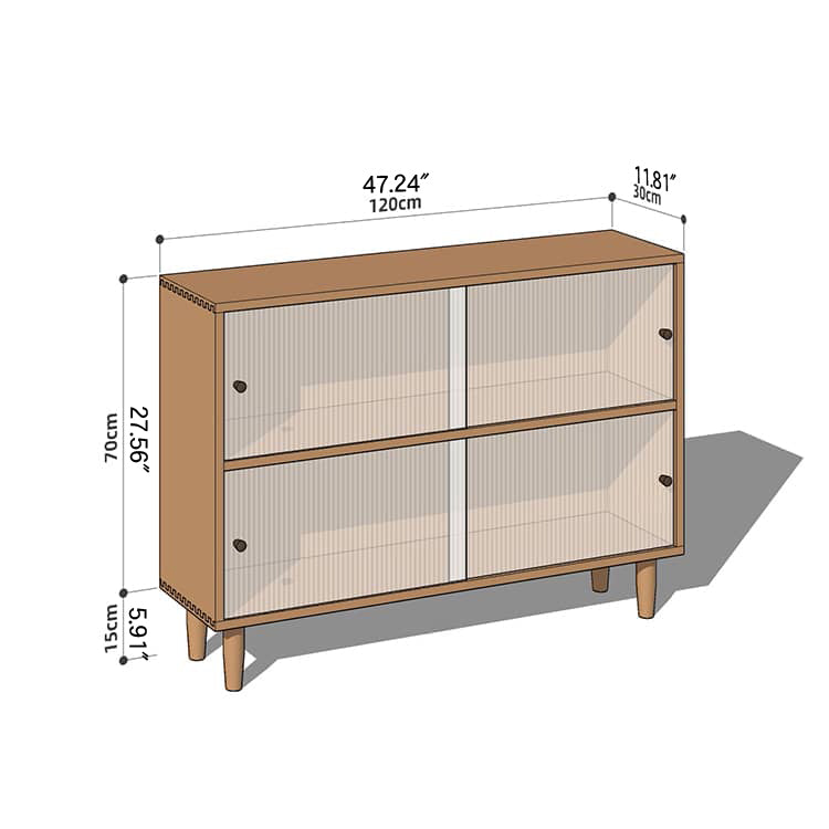 Elegant Brown Cherry Wood Cabinet with Black Walnut Tempered Glass Doors hykmq-760