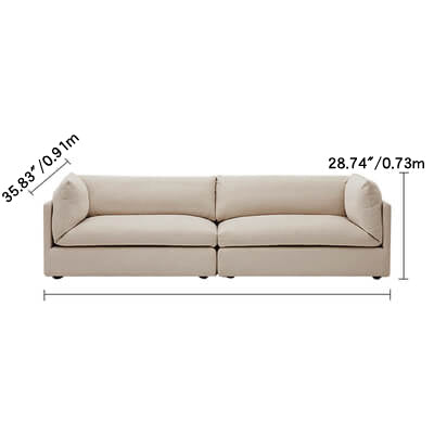 Stylish Off-White and Light Gray Pine Fabric Sofa - Perfect Modern Living Room Centerpiece mr-162