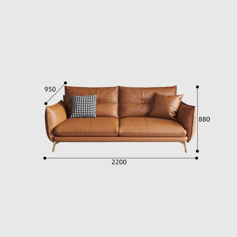 Stylish Sofa with Orange Cotton Upholstery and Pine Wood Frame Featuring Durable Faux Leather Accents hzh-1358