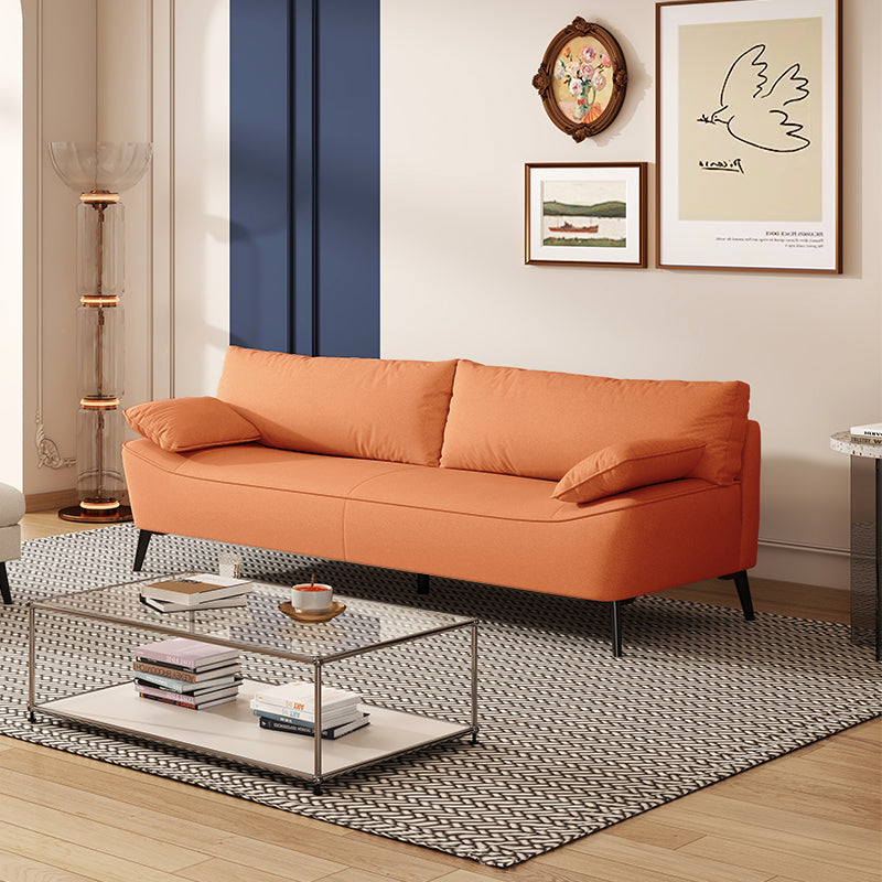 Chic Modern Sofa in Off-White and Gray with Orange Accents and Durable Particle Board Frame fsmy-402