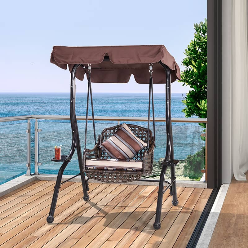 Stylish Outdoor Swing Chair - Comfortable Brown PE Rattan Hammock for Patio & Garden zy-026