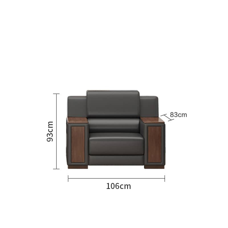 Luxurious Black & Light Brown Faux Leather Sofa with Solid Wood Frame fsj-1034