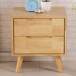 Stylish Natural Brown & White Bedside Cupboard - Rubber Wood & Pine Wood Construction hglna-1456
