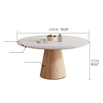 Elegant Dining Table with Natural Sintered Stone Top and Solid Wood Base fnl-274
