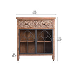 Vintage-Style Cabinet with Chinese Fir and Glass Doors - Elegant Storage Solution hdst-4300