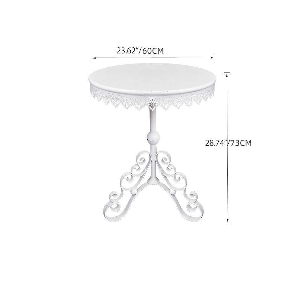 Vintage White Iron Bistro Table – Elegant Lace Design for Cozy Spaces fczym-2330