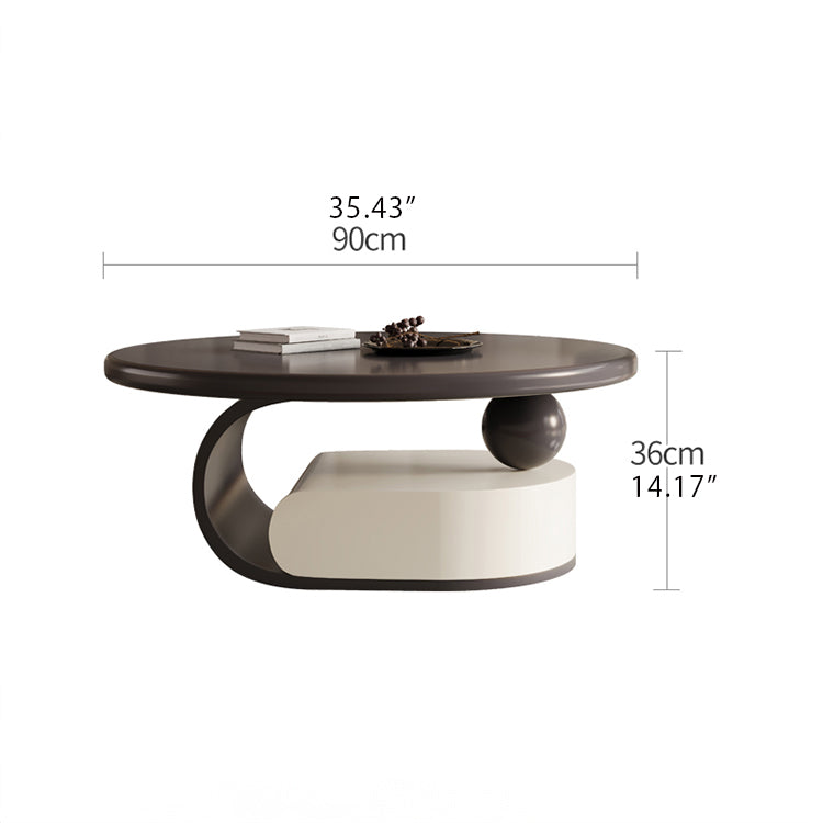 Modern Ceramic Sintered Stone Tea Table with Stainless Steel and Solid Wood Design fhj-4496