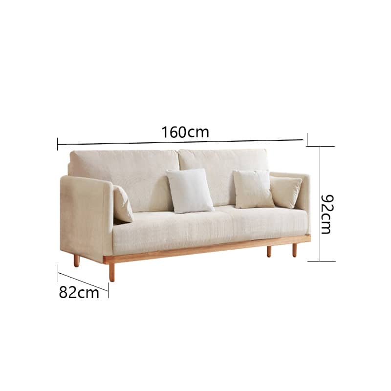 Elegant Beige Corduroy Sofa with Natural Oak and Pine Wood Frame - Luxurious Goose Down Filling hmyf-1274