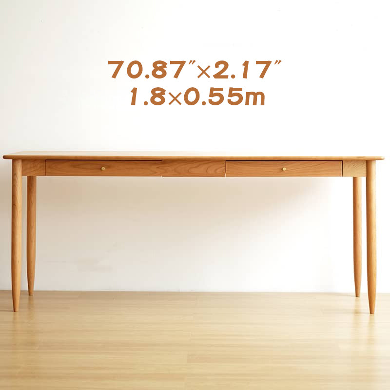 Elegant Cherry Wood and Natural Plywood Table with Copper Accents hykmq-750