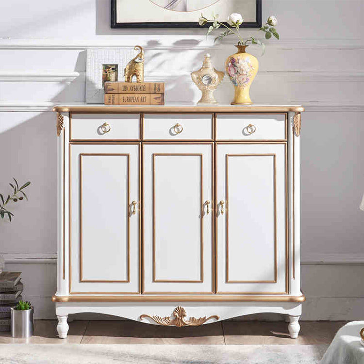 Elegant White and Gold Cabinet with Ample Storage for Modern Living Rooms hbs-4423