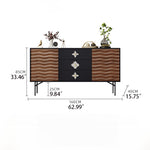 Modern Solid Wood Cabinet with Artistic Stainless Accents - Unique Multi-Layer Design fmsjj-4214