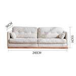 Natural Oak and Pine Wood Sofa with Beige Corduroy and Goose Down Cushions hmyf-1272