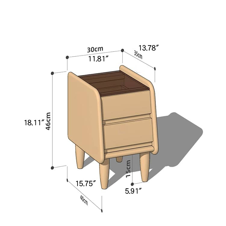 Stylish Bedside Cupboard in Red Oak and Cherry Wood with Glass Accents hykmq-794