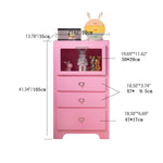 Stylish Pink Solid Wood Cabinet with Tempered Glass Display Shelves hyj-2298