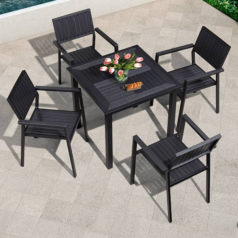 Durable Black WPC Table with Sleek Modern Design for Outdoor and Indoor Use zy-034