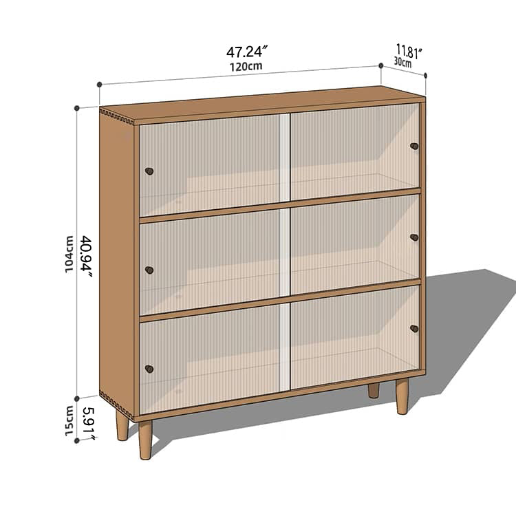 Elegant Brown Cherry Wood Cabinet with Black Walnut Tempered Glass Doors hykmq-760