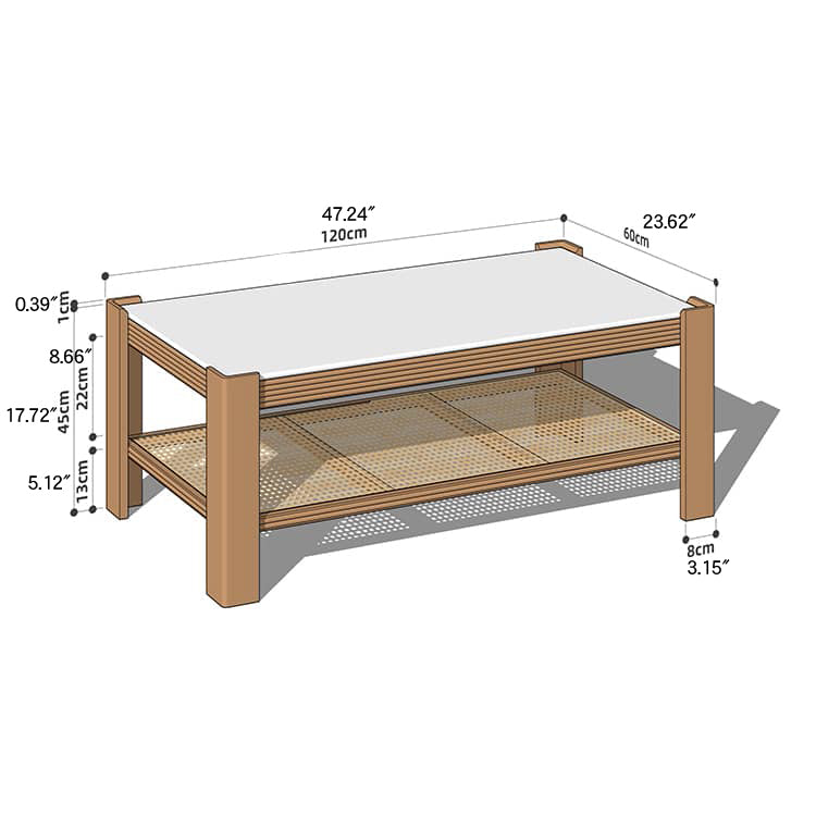 Sleek Tea Table Collection: Cherry Wood, Red Oak & Black Walnut with Marble or Tempered Glass Tops and Rattan Accents hykmq-791