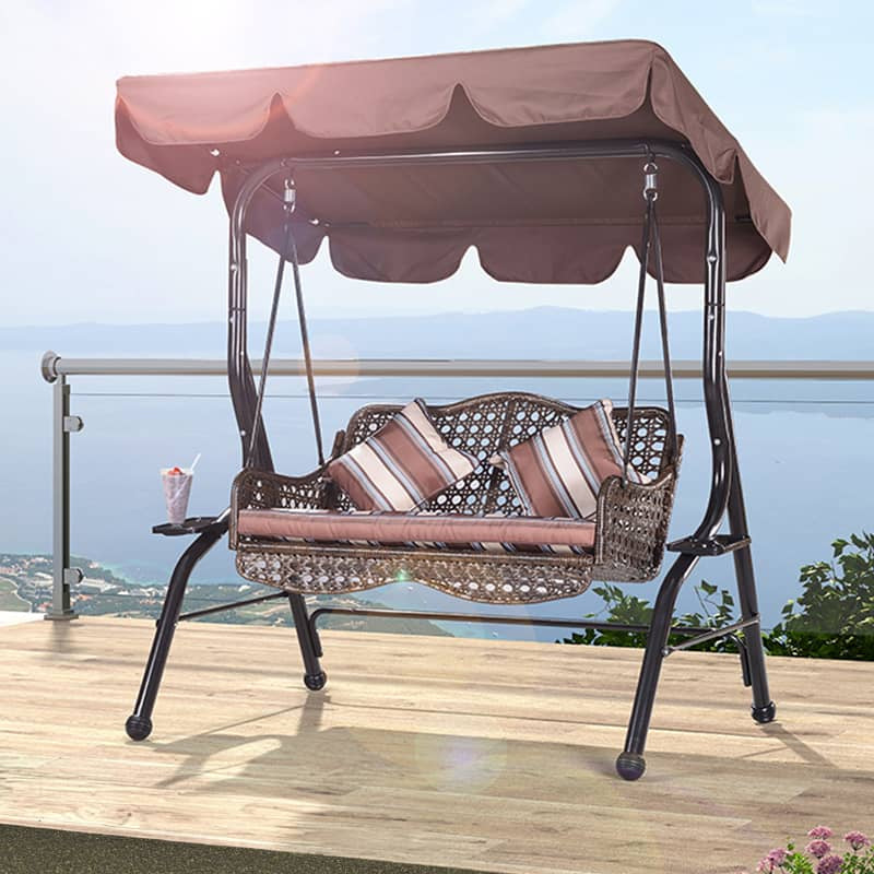 Stylish Outdoor Swing Chair - Comfortable Brown PE Rattan Hammock for Patio & Garden zy-026