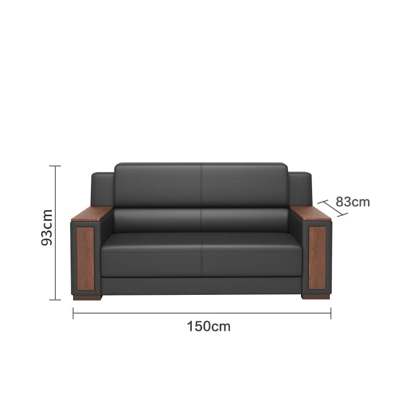 Luxurious Black & Light Brown Faux Leather Sofa with Solid Wood Frame fsj-1034