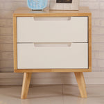 Stylish Natural Brown & White Bedside Cupboard - Rubber Wood & Pine Wood Construction hglna-1456