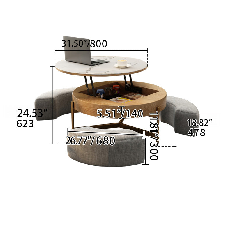 Elegant Sintered Stone Tea Table with Stainless Steel Frame and PU Leather Linen Finish fjnl-2449