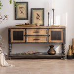 Vintage Style Chinese Fir Storage Rack with Glass Detailing - Elegant Home Decor hdst-4316