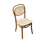 Elegant Brown Cherry Wood Chair with Natural Rattan Accent htzm-1517