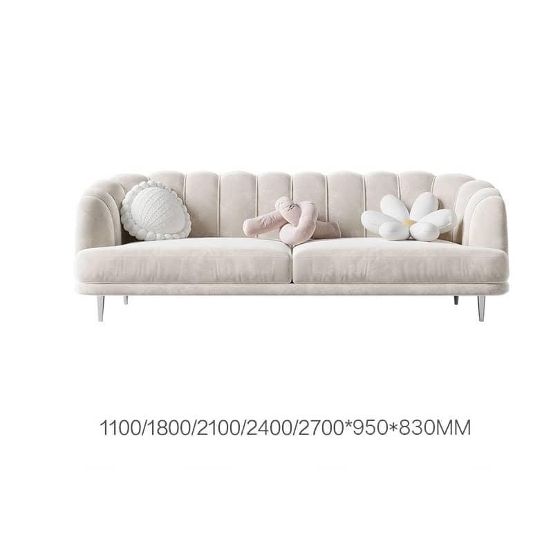 Elegant Solid Wood Sofa in Beige, Gray, and Brown Cotton Fabric - Modern and Comfortable fbby-1401