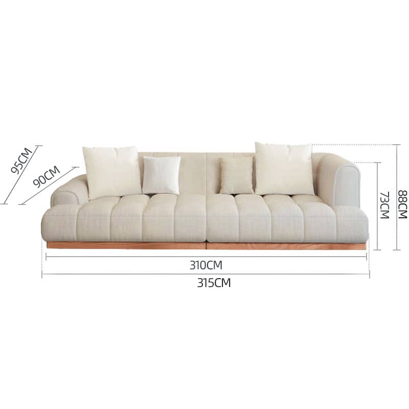 Elegant Beige Sofa with Natural Oak and Pine Wood Accents in Cotton and Faux Leather hmyf-1275