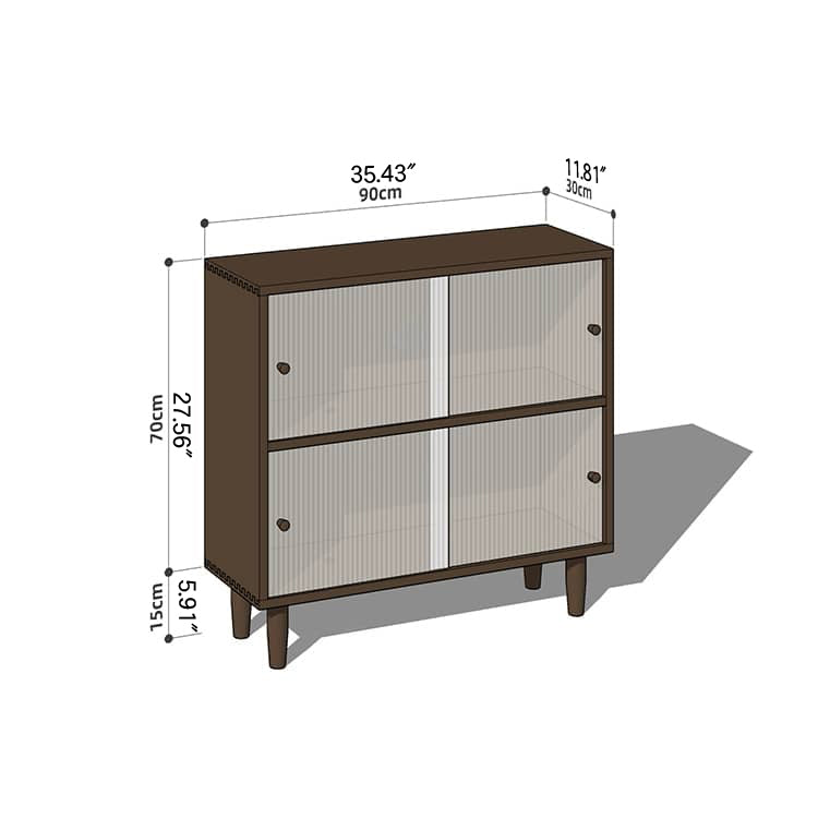 Elegant Brown Cherry Wood Cabinet with Black Walnut Tempered Glass Doors hykmq-760