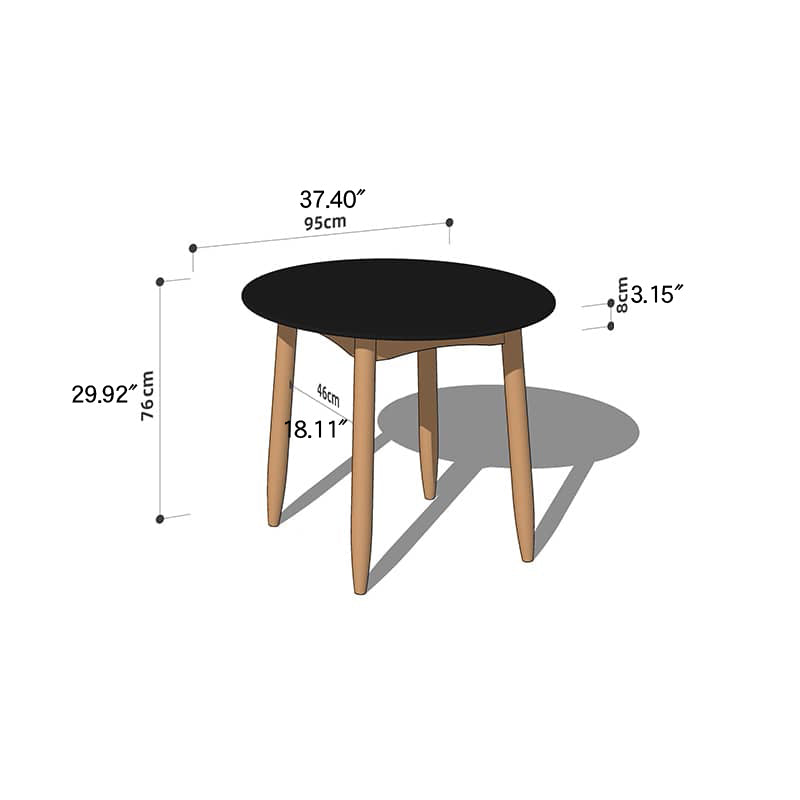 Elegant Black Natural Wood Table with White Marble, Cherry Wood, & Red Oak Options hykmq-788