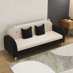 Stylish Light Gray Sofa with Off White, Mint Green, Grass Pink, and Yellow Wood Accents – Premium Cotton Upholstery qm-11