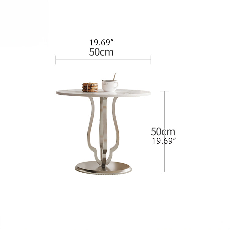 Modern Ceramic Sintered Stone Tea Table with Stainless Steel and Solid Wood Design fhj-4496